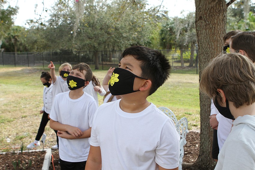 Aidan Deguia Smajic looked at the butterfly garden overhead.