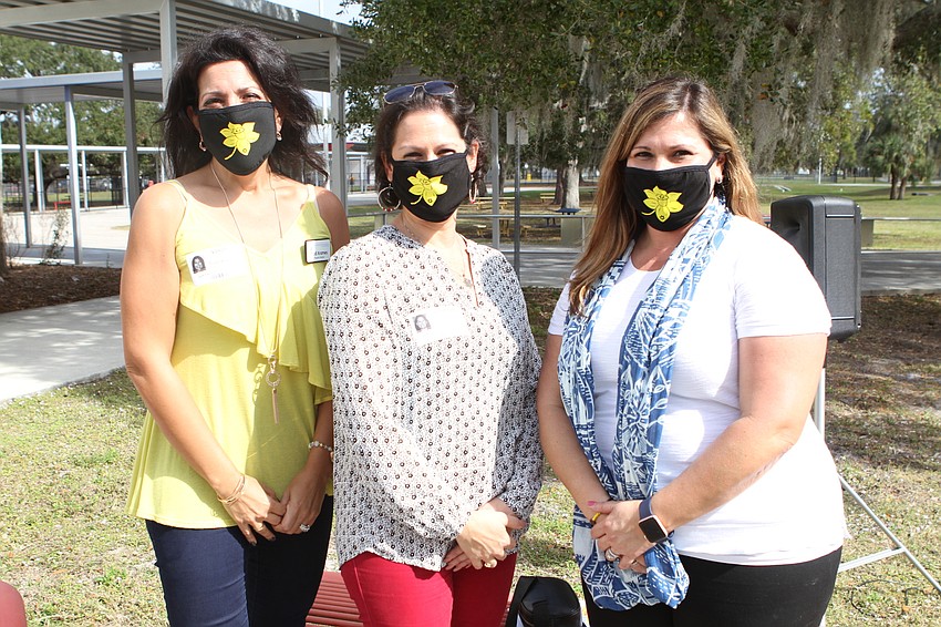 Sarasota Manatee Jewish Federation Senior Director of Programming Trudi Krames,  Temple Sinai Director of Youth Education and Outreach and Engagement Bethany Leinweber and Gulf Gate fifth grade teacher Michelle Portnow-Rivas.