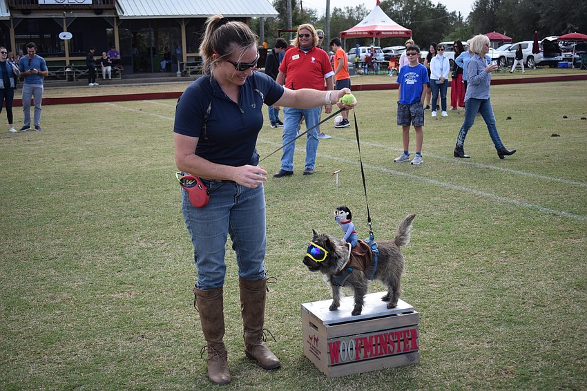 Cara Ruhnke shows off Max, who won Best Dressed Small Dog.