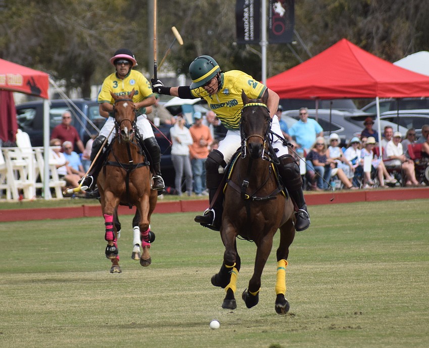 Brent Hamill unleashes a shot on goal for Whiskey Pond.