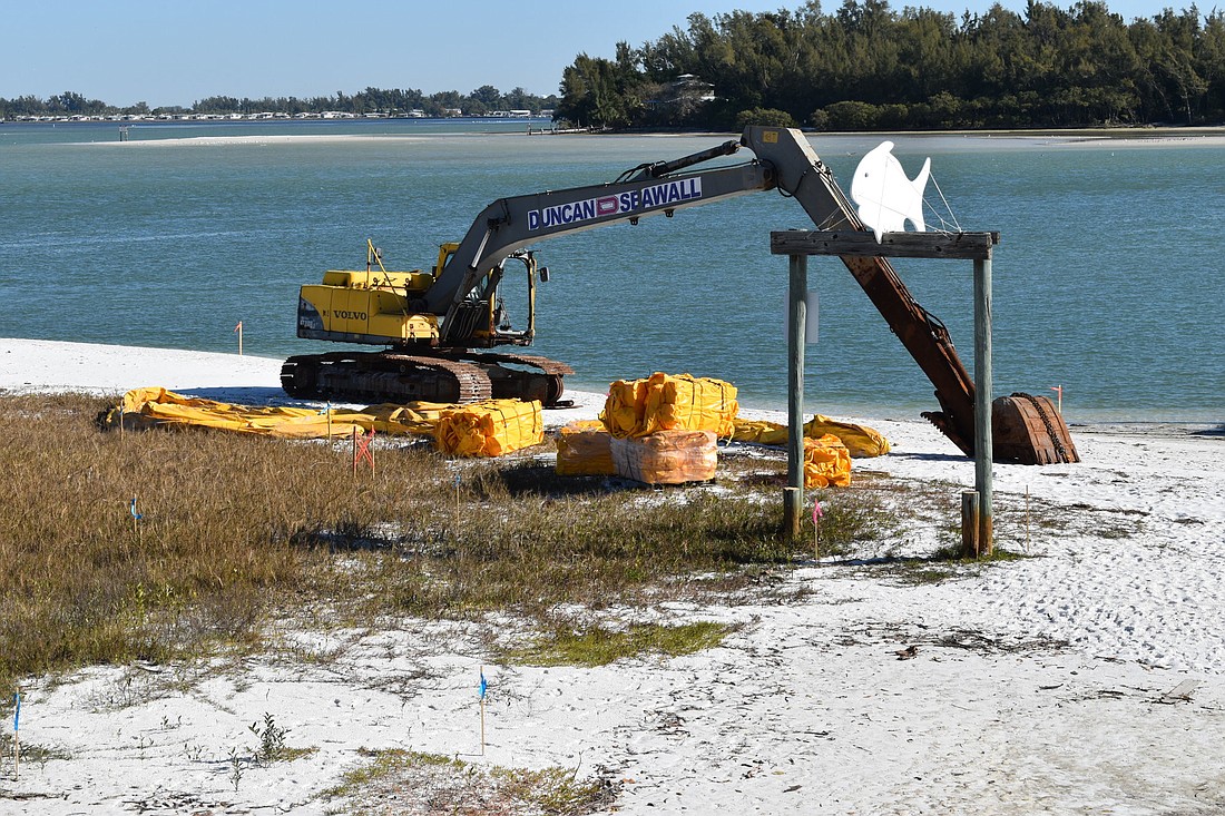 Canal 1A emergency dredging began on Jan. 25. Boating and beach activities east of Longboat Pass Bridge are closed for another week or so.