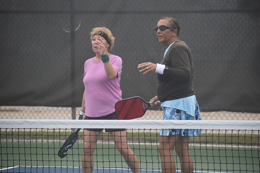 River Strand resident Roxann Viera and Stonybrook resident Jacque Marks won their first match 15-14. Viera has been playing pickleball for about four years, while Marks has been playing for about three.