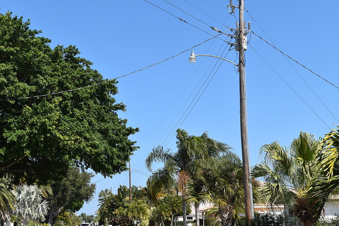 A streetlight is pictured in the Country Club Shores neighborhood.