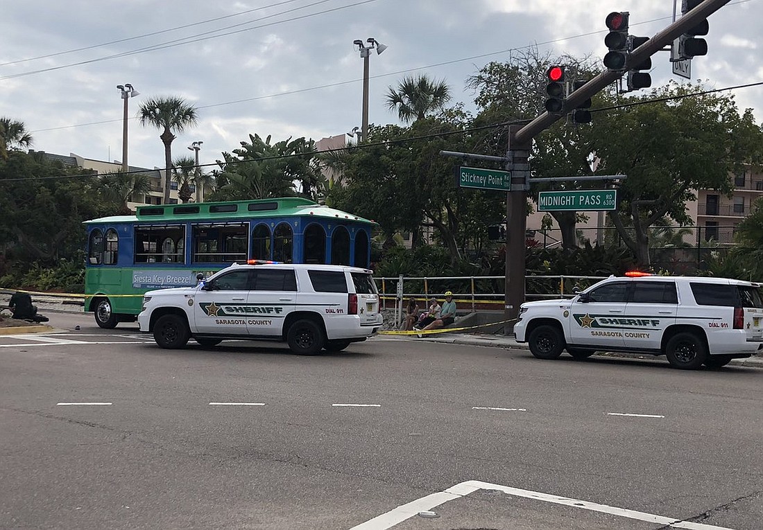 Midnight Pass Road was closed on Siesta Key for about three hours, reopening around 4:50 p.m. (Sarasota County Sheriff&#39;s Office photo)