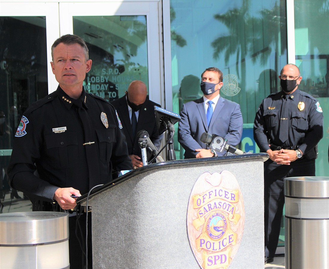 During his introductory press conference Jan. 29, Jim Rieser said he would continue to prioritize the community policing philosophy favored by former Chief Bernadette DiPino. File photo.