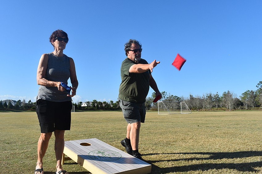 Country Club West residents Mollie and Marty Saia were inspired to try Casual Cornhole after watching watching the Ranch Nites Cornhole league, hosted by MVP Sports and Social at Sarasota Polo Club.