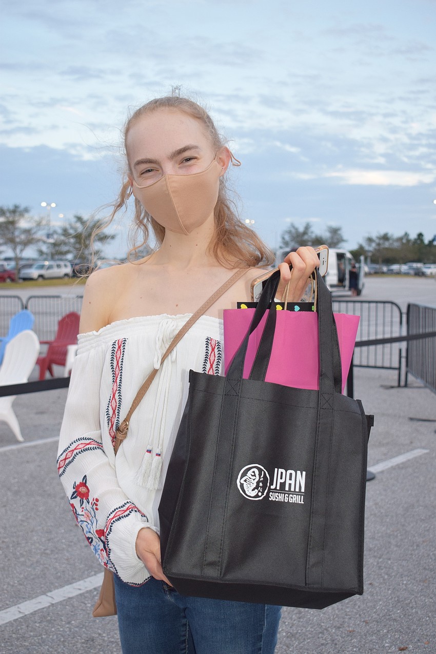 Sarasota's Hailey Stinchcomb wins the first goodie bag. 