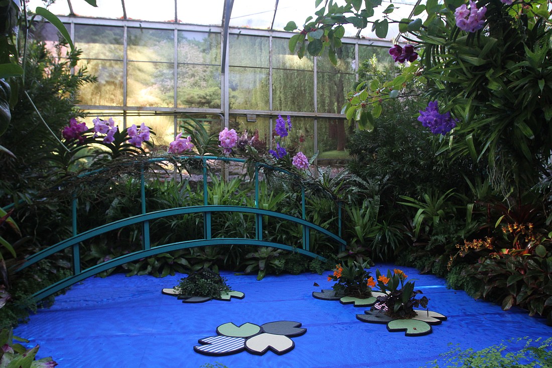Selby staff used a Rowlux material to create a shiny pool of water filled with water lilies.