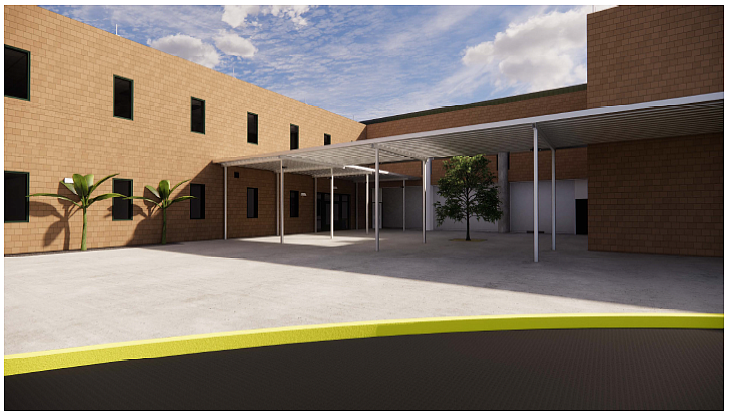 The entrance to Braden River Middle School will look different after the school&#39;s renovation and addition is complete. Courtesy photo.