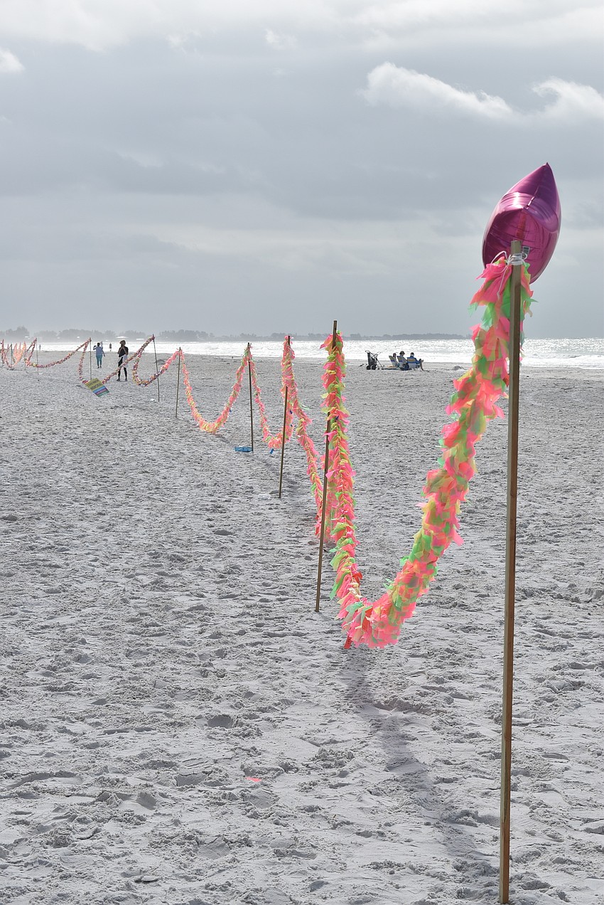 Ribbons stretched for over two football fields long.