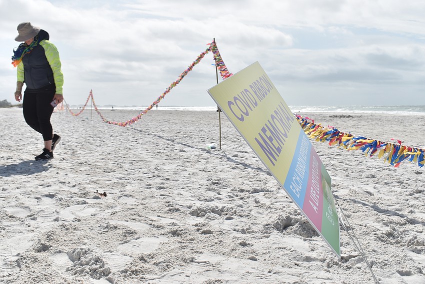 Ribbons stretched for over two football fields long.