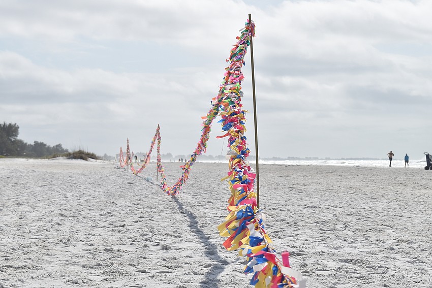 Ribbons stretched for over two football fields long.