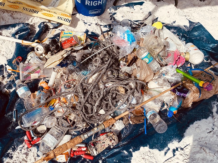 The collected trash included plenty of plastic, as well as rope.