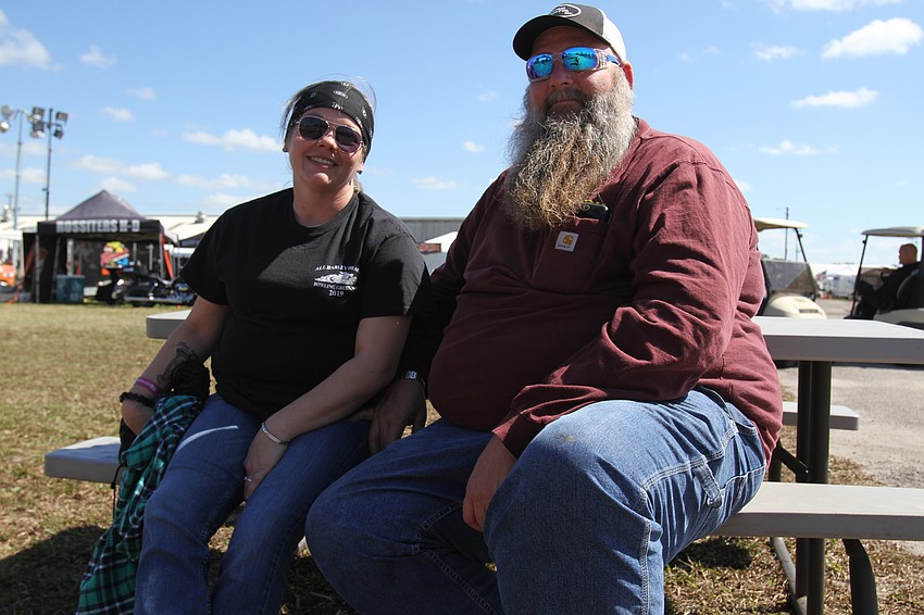 Jennifer Evans and Keith Bump took a seat near the food area.