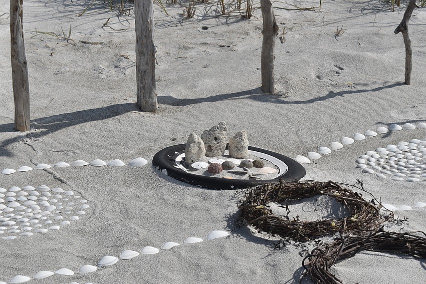 The piece started with the whitewall tire Dreyfus found on the beach.