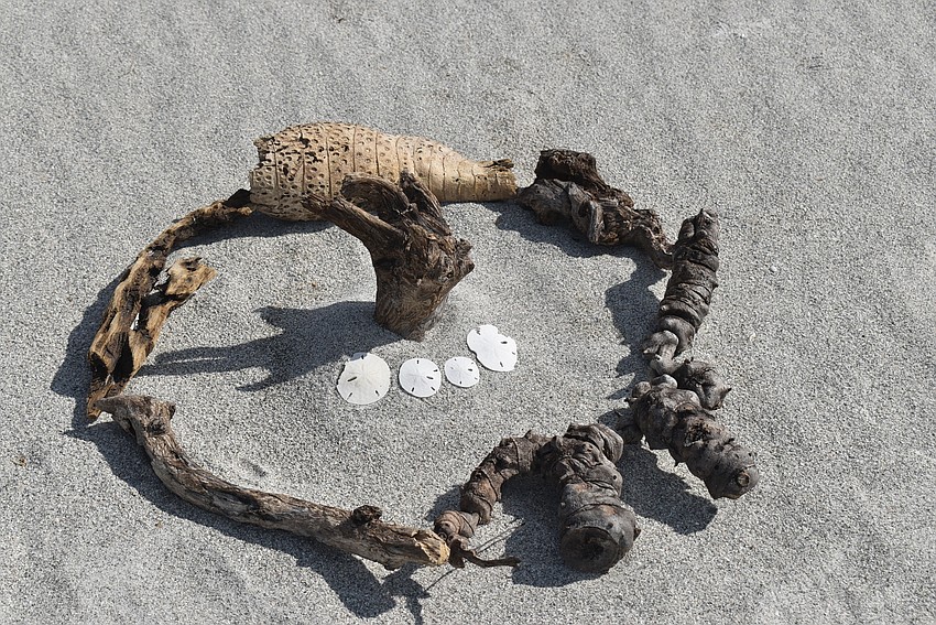 Bits of driftwood made their way into the piece.