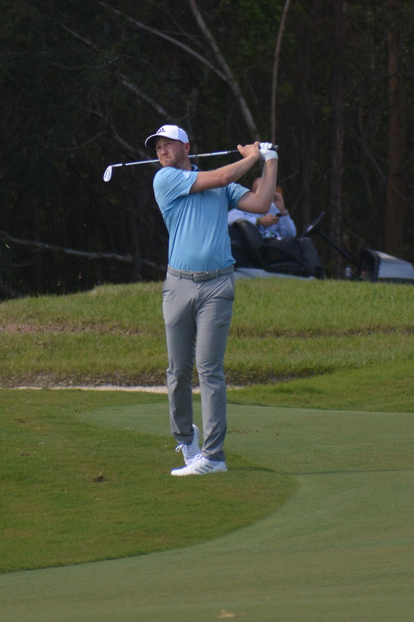 World No. 15-ranked Daniel Berger his his second shot on the No. 18 hole at The Concession Golf Club. Berger would par the hole. He finished the round one over par.