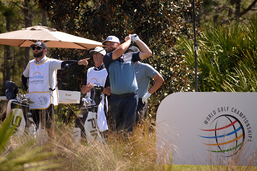 Andy Sullivan smashes his tee shot from the No. 10 hole at The Concession Golf Club. Sullivan would bogey the hole. He finished the round six over par.