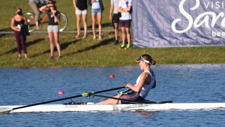 Clayton, Calif.'s Kara Kohler drives through the middle portion of the race.