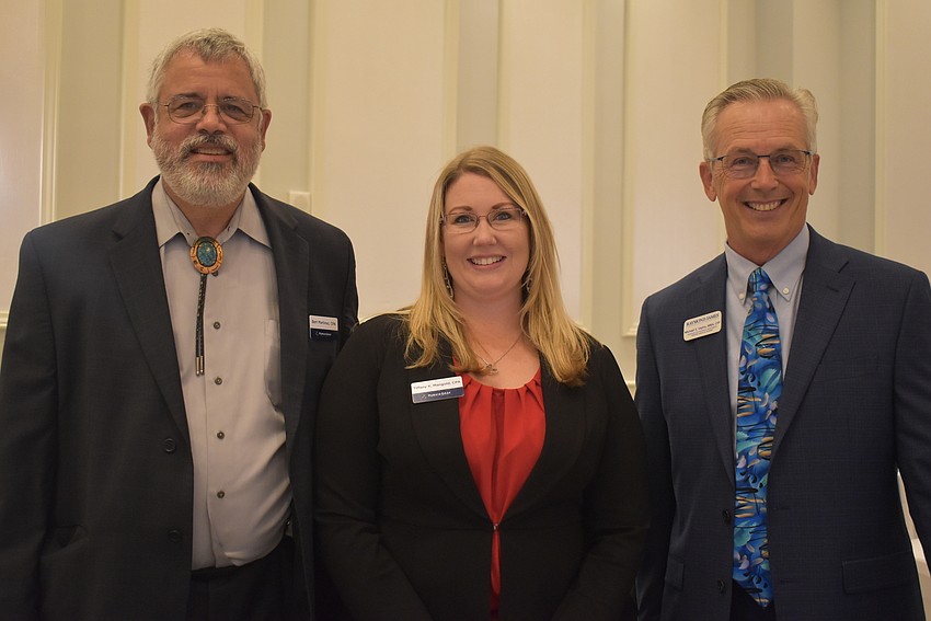 Purvis Gray Senior Audit Managers Bert Martinez and Tiffany Mangold and Raymond James Vice President of Wealth Management Michael Vejins. Purvis Gray is joining the Business Alliance.
