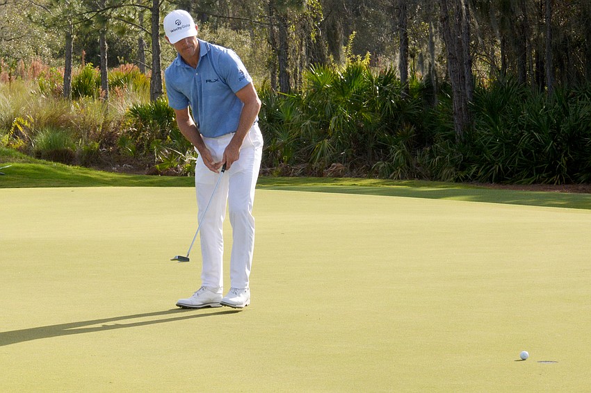 Billy Horschel watches his putt lip out on the No. 12 hole at The Concession Golf Club. Horschel would par the hole. He shot three under par for the round and is 13 under par overall (T2).
