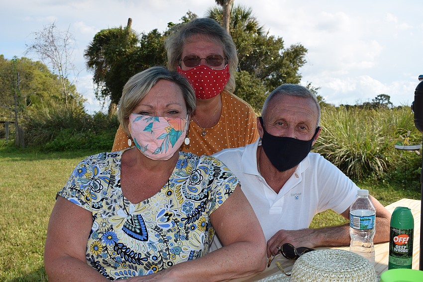 Lakewood Ranch's Kathy Junkins (back) brings her friends Fran and Jeff Wiser, who are visiting from Pennsylvania, to the play.