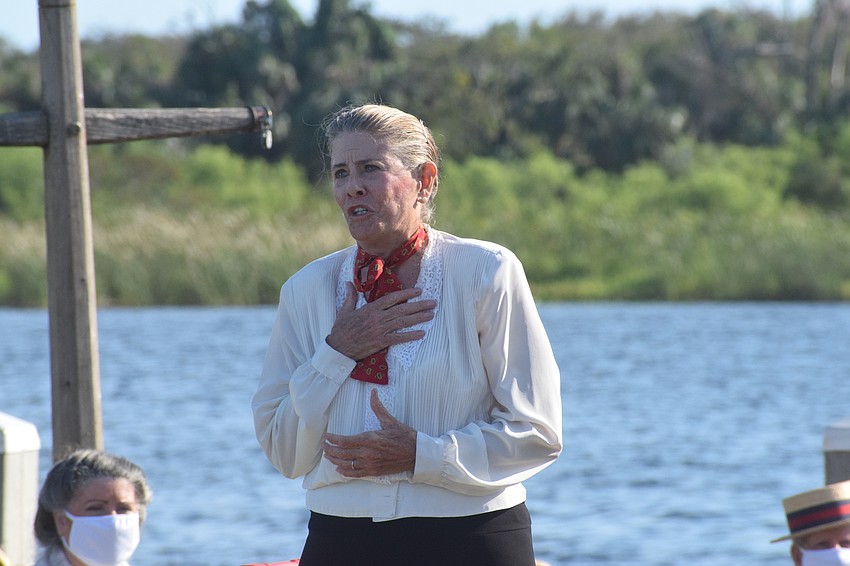 Lynn Doyle plays Emily Sparks in the play. Her character talks about her son and religion.