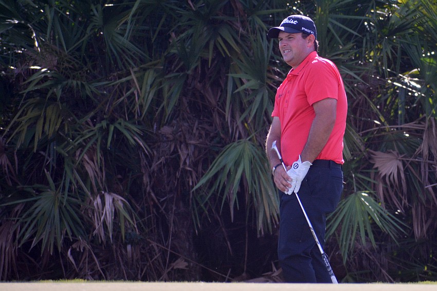 Patrick Reed scowls on the No. 12 hole at The Concession Golf Club. Reed would bogey the hole. He finished the tournament 11 under par.