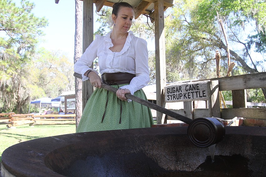 Beth Kovach boiled cane water into syrup.