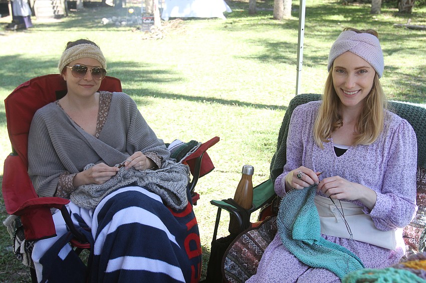 Megan Frazier and Lauren Fritz knitted away.