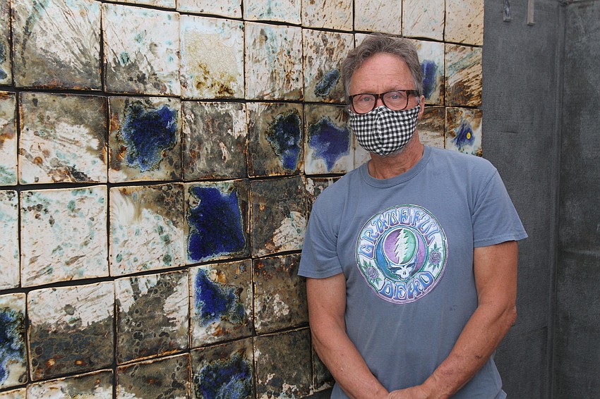 Tom Radca had artwork in the wabi-sabi style — the acceptance of imperfection.