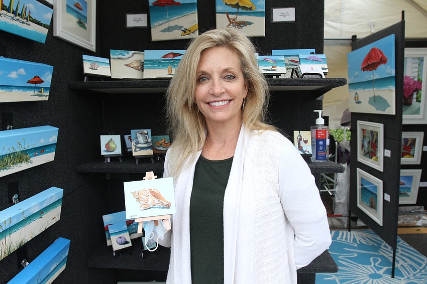 Vicki Cooley had plenty of mini-canvases to show people.