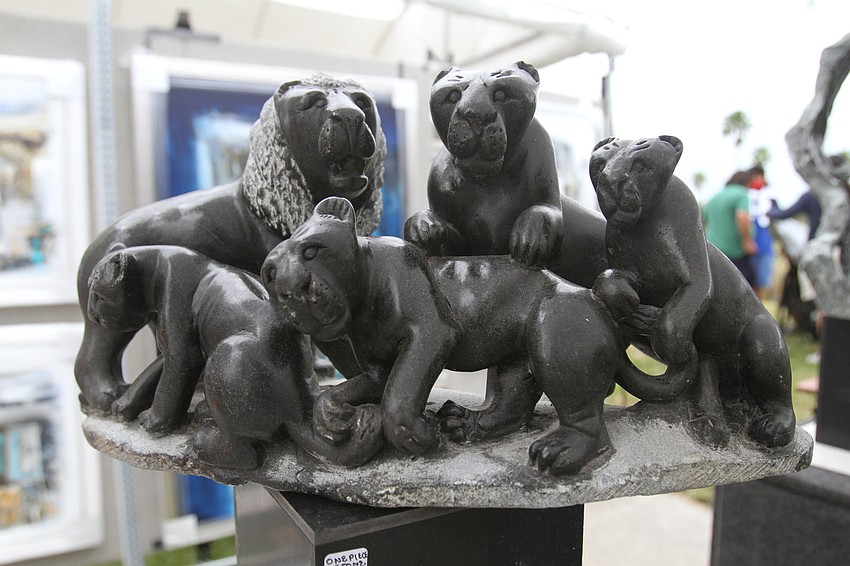 Peter Rujiwa had animal creations made from stone.