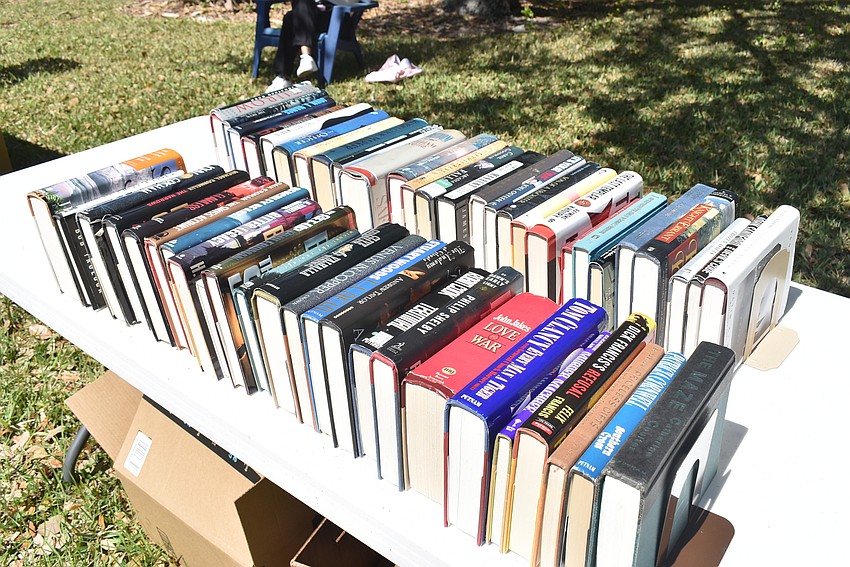 Stacks of books were replenished with donations and books from inside.