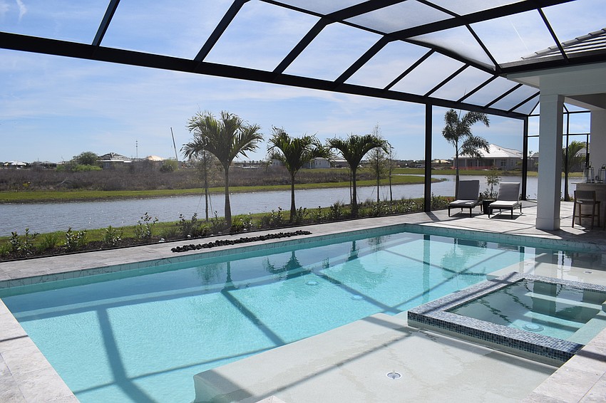 The new models at Genoa feature plenty of entertainment space in their lanais. This one is the Clairborne's lanai.