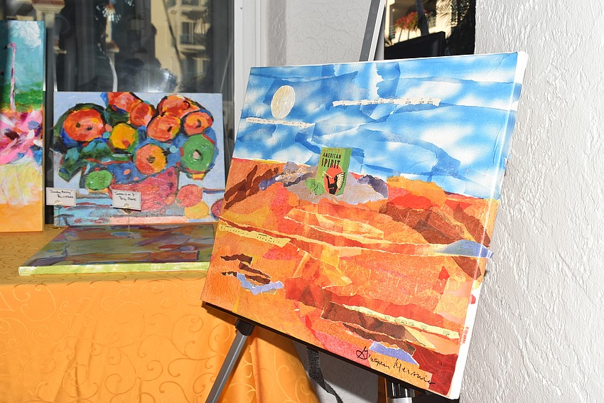 Bright paintings dotted the pool area.