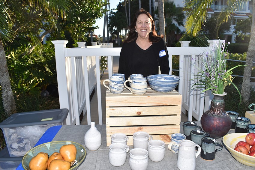 Mindee Marks with her pottery.