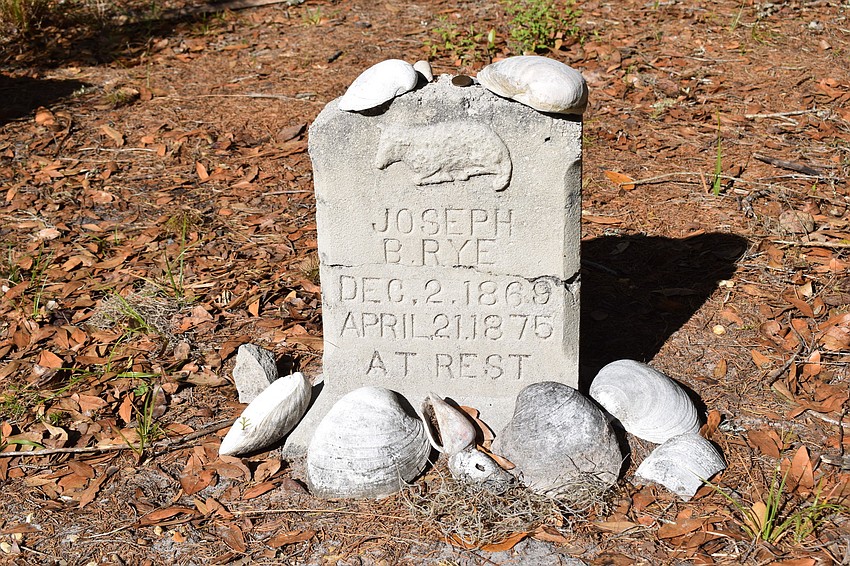 Friends and family often leave shells around the headstones.