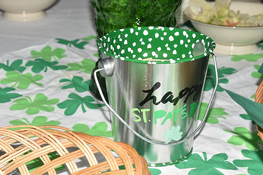 A few members left some extra green for the church in a St. Patrick's Day bucket.