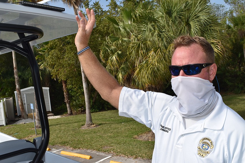 Marine patrol officer Joshua Connors demonstrates how the Garmin radar Forward Looking InfraRed camera system works.