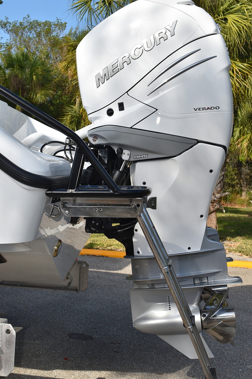 The Longboat Key Police Department's new boat has two Mercury 350 horsepower engines. The boat has a top speed of about 60 mph.