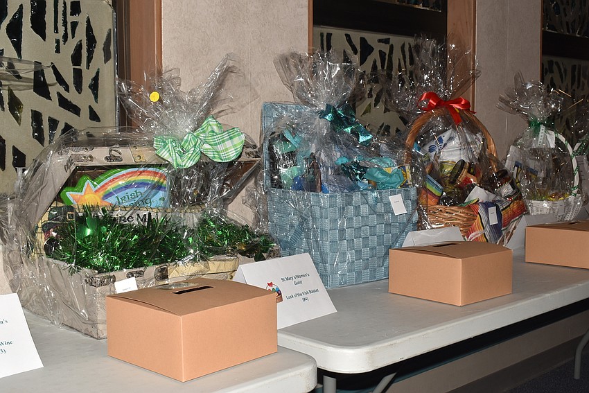 Inside the church, the Women's Guild sold raffle baskets.