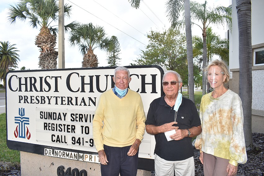 Jerry Fox with Our Daily Bread treasurer Bob Eikill and Sally Rauch.
