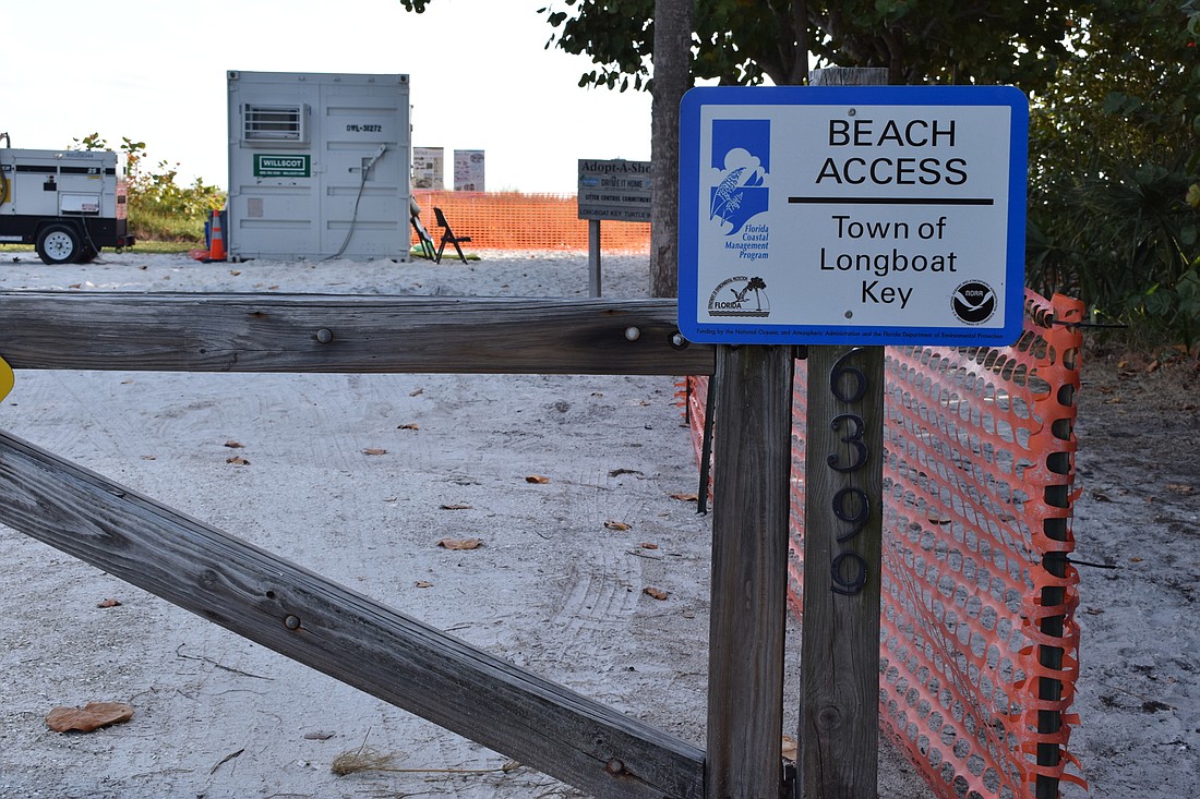 The town of Longboat Key has put up signage, barriers and temporary fencing at 6399 Gulfside Road.