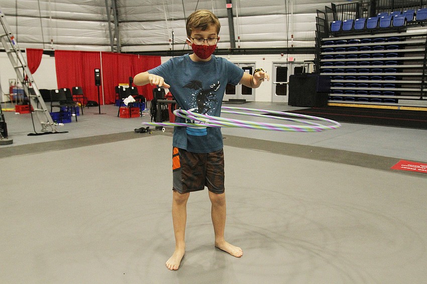 Hudson Zoernack rocks the hula hoop.