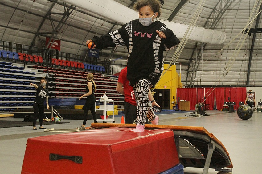 Olivia Bell rushes to execute her routine.