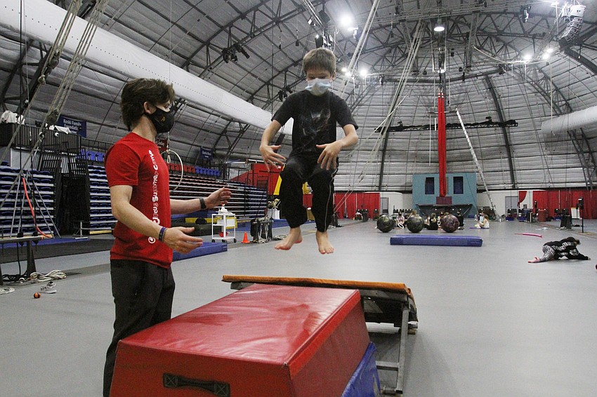 Counselor Channing Gross helps Sawyer Harp land some cool tricks.