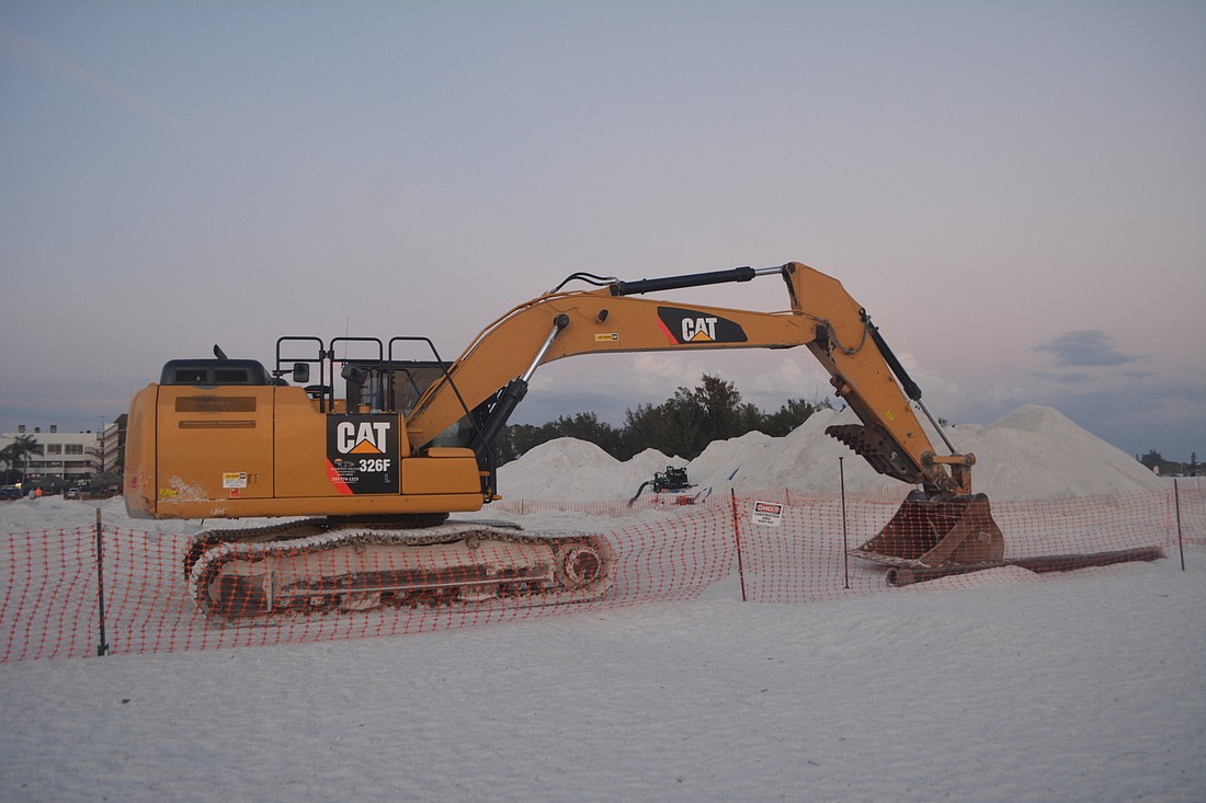 The construction of a sand-retaining groin near Ted Sperling Park is the final step in the city&#39;s Lido Key shoreline renourishment project.