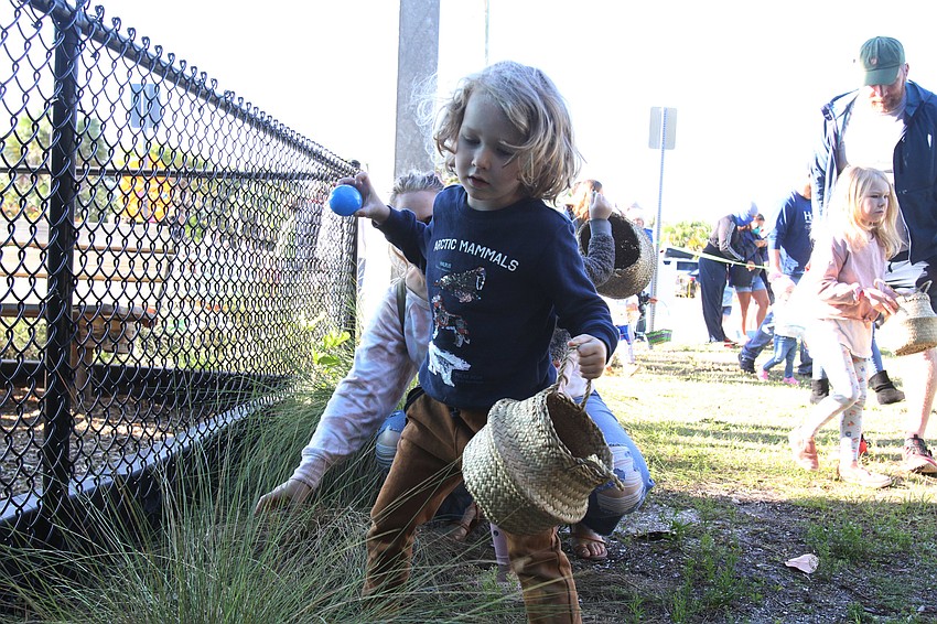 Oliver McKenna finds an egg.