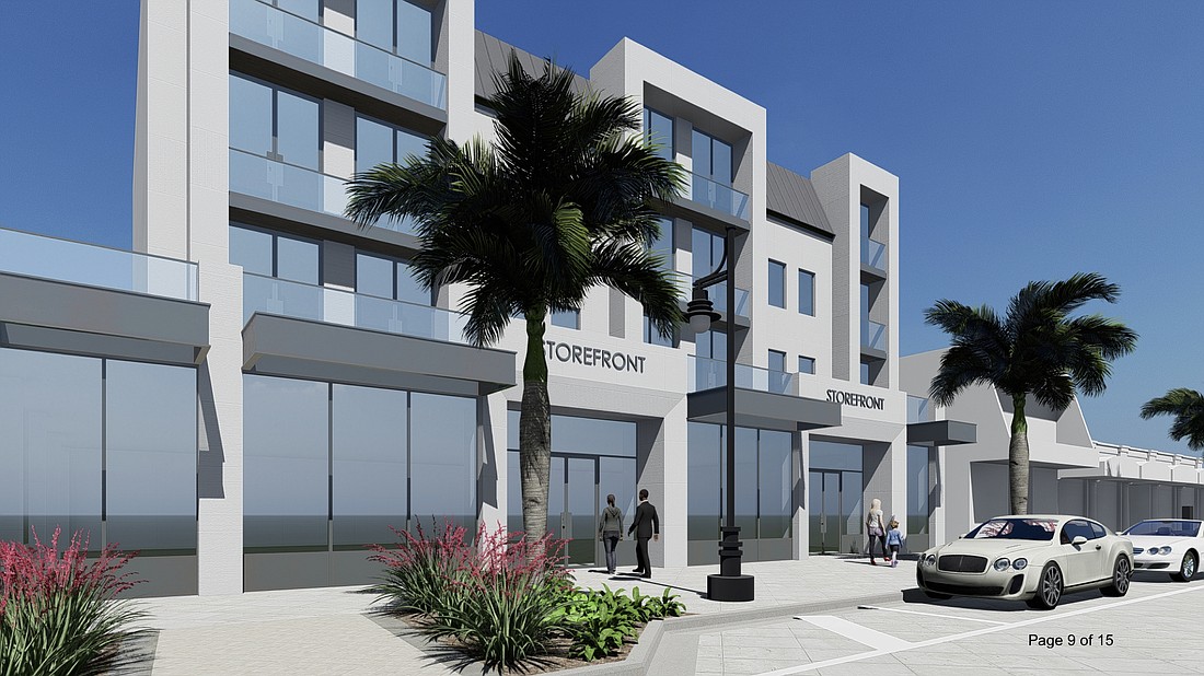 Architect Dan Lear developed concept images showcasing what three- and four-story structures on St. Armands Circle could look like. Image via city of Sarasota.